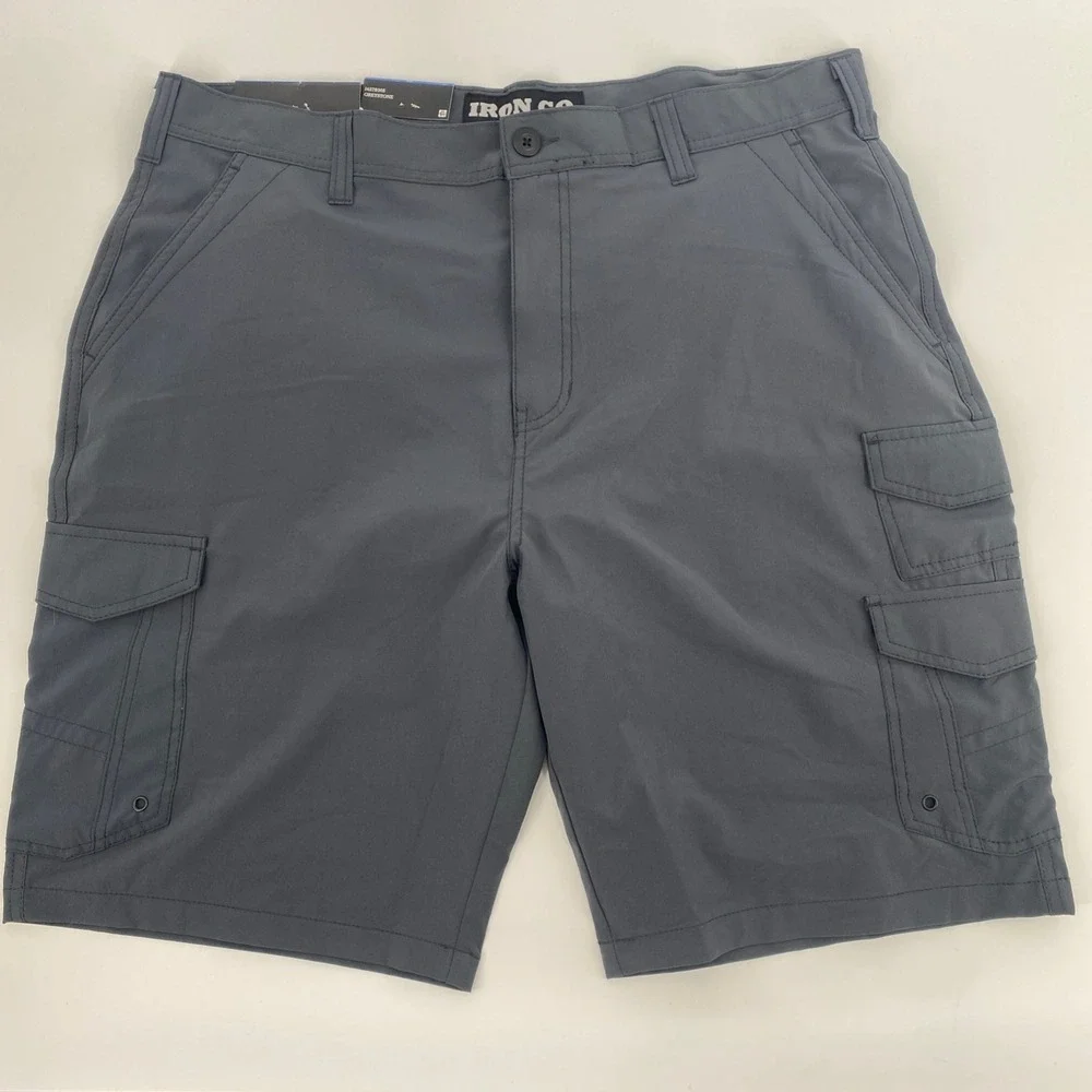 NEW Iron Co Hybrid Cargo Shorts Mens 38 Greystone Stretch Performance Utility